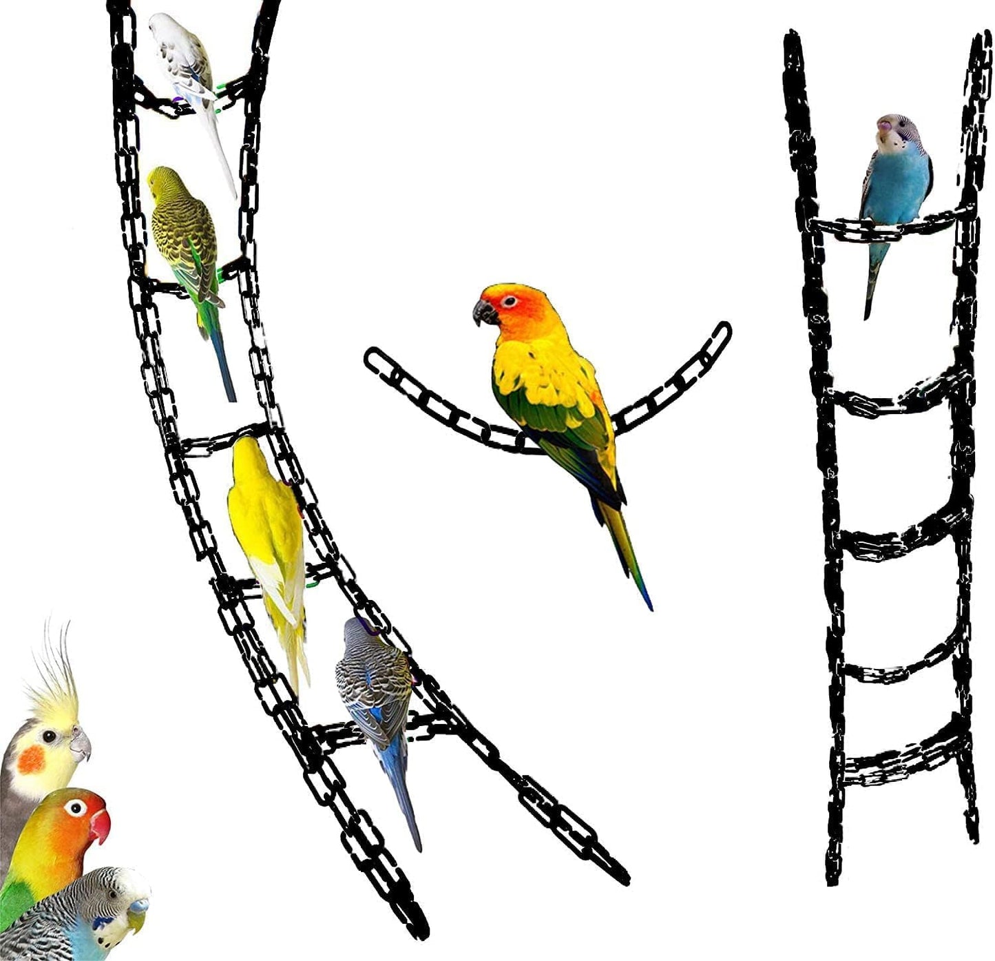 200-Piece Rainbow Plastic Chain Links & Toys - Interlocking C-Clip Bird Cage Accessories for Parakeets, Sugar Gliders, Small Pets (Climbing/Swinging Toys)