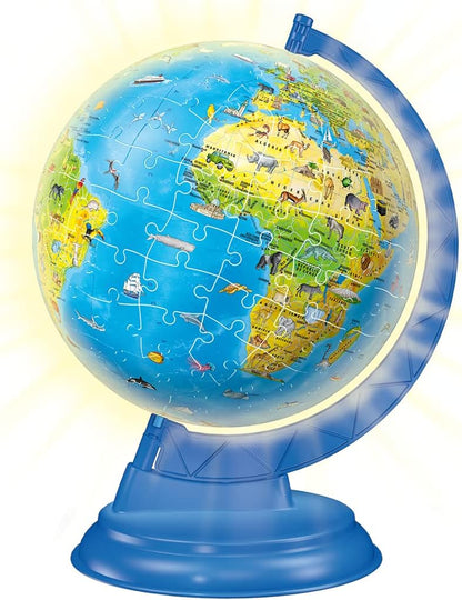 Ravensburger Children’s Globe Night Edition 3D Jigsaw Puzzle - 180 Piece Set | Features LED Light | Interactive and Educational Toy | Ideal for Kids and Adults | Model 11288