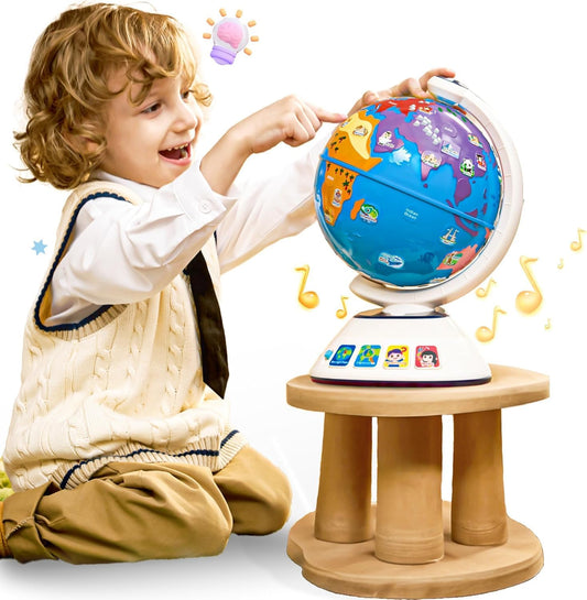 SMILESSKIDDO Globe for Kids - Learning toys for 2 Year Olds, Interactive Globe With Dynamic Lighting & Music, Educational Toys for 3 Year Old, Kids Christmas Gifts