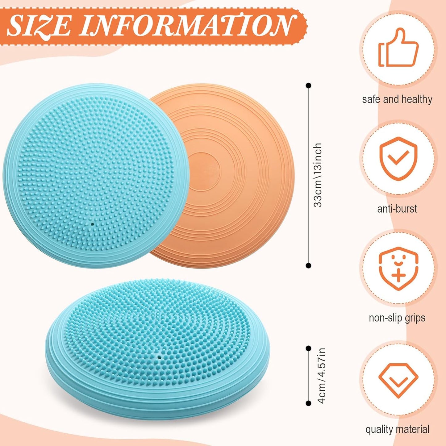 Libima 4 Pcs Wiggle Seat Inflated Wobble Cushion for Sensory Kid 13 Inches Balance Disc Flexible Seating for Classroom Sensory Pad for Chair Wiggle Cushion