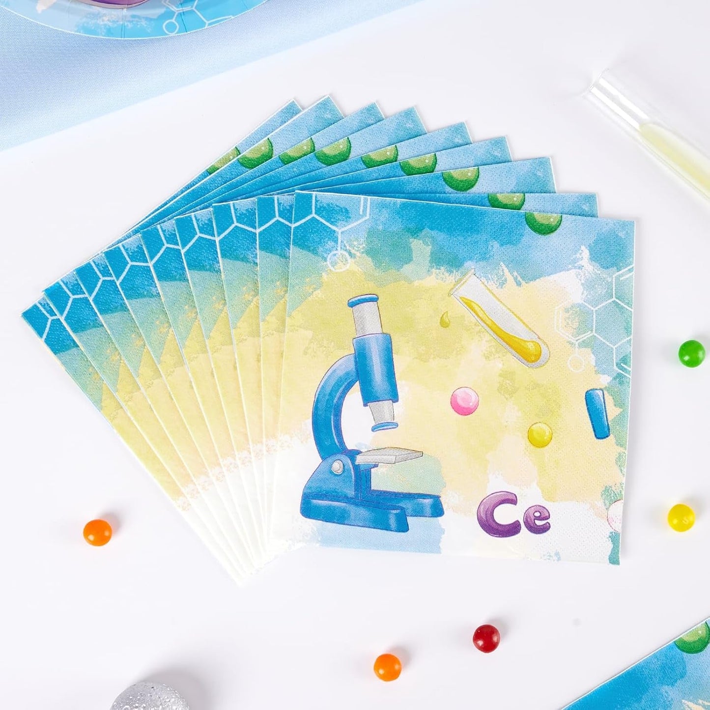 WERNNSAI Science Party Decorations - 48 Pcs Science Plates and Napkins Mad Scientist Birthday Decoration Chemistry Party Plates Set Little Scientist Labratory Favors Serves 16 Guests