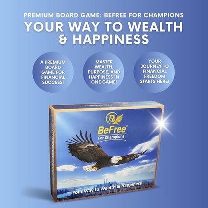 BeFree for Champions – Financial Literacy Board Game for Adults & Teens (14+), Money & Risk Management, Investing & Cash Flow, Achieve Life Goals | Fun Strategy Family Game