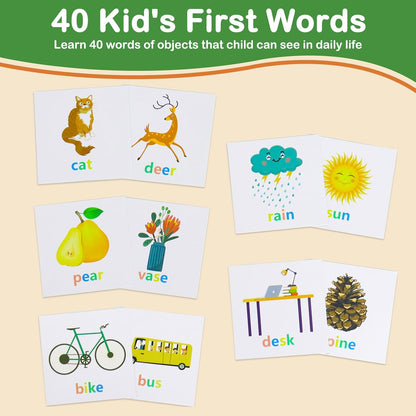 Word Spelling Games, Matching Letter Game for Kids, 20 Wooden Alphabet Blocks with 54 Flashcards, Preschool Learning Activities Toys, Montessori Educational Toys Gifts for Kids Ages 3-8