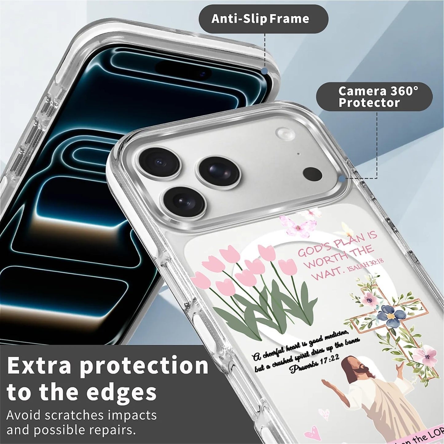 for iPhone 17 Pro Max Case [Compatible with Magsafe],Girls Women Clear Magnetic Case Silicone Shockproof Protective Cover with Pattern Colorful Motivational Letters