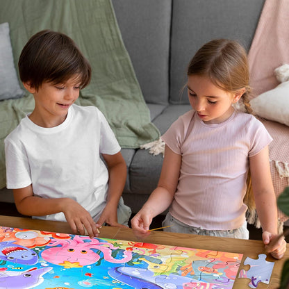 Jumbo Floor Puzzle for Kids,Farm Animals Jigsaw Large Puzzles,48 Piece Barn Puzzle for Toddler Ages 3-5,Children Learning Preschool Educational Toys,Birthday Easter Gift for 4-8 Years Old Boy and Girl
