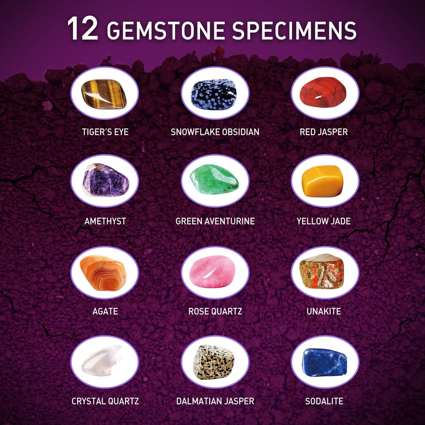 Gamerside Mineral Mining Kit Gem Dig Kit,Rock Dig Kit Dig up 12 Rock & Mineral Collection Gemstones & Crystals Diamond Mining Kit for Kids Gemology Mining Gift Rocks Minerals for Boys Girls