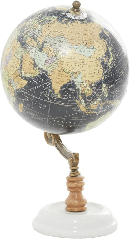 Deco 79 Marble Globe with Marble Base, 7" x 7" x 11", Teal
