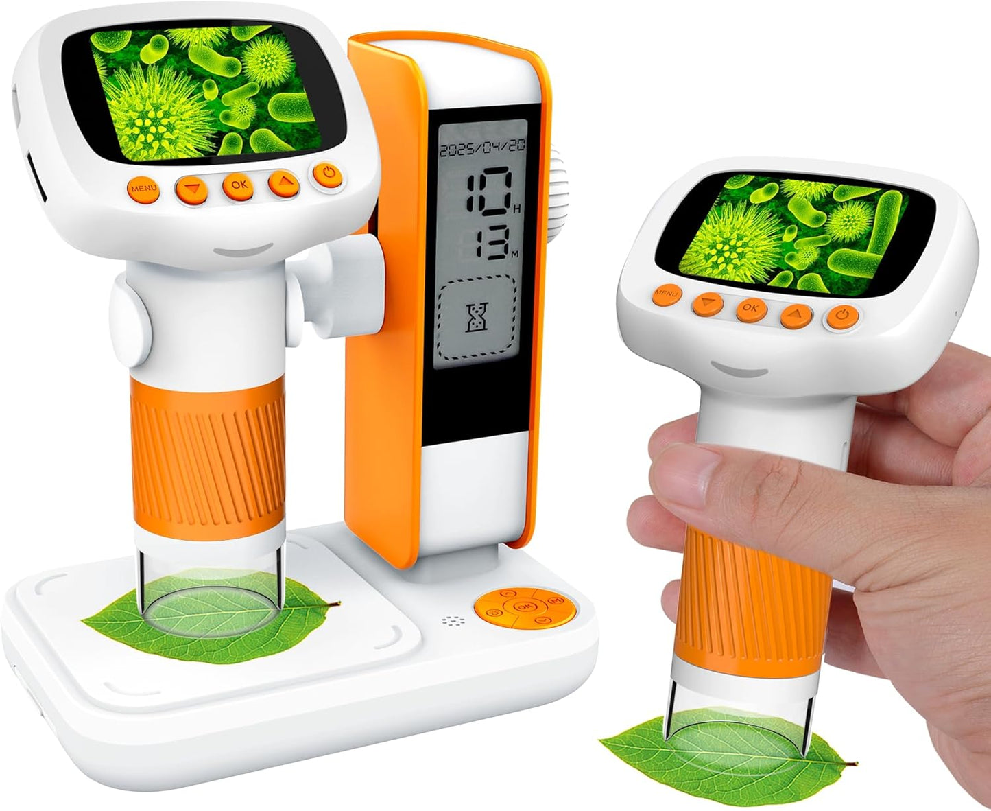 Pocket Kids Microscope for Over 3 Years Old, 1000X Handheld Microscope for Kids w/2''IPS Digital, Photo Video Mini Portable Microscopes, Science Edu Digiscope,Christmas Birthday Gifts for Kids
