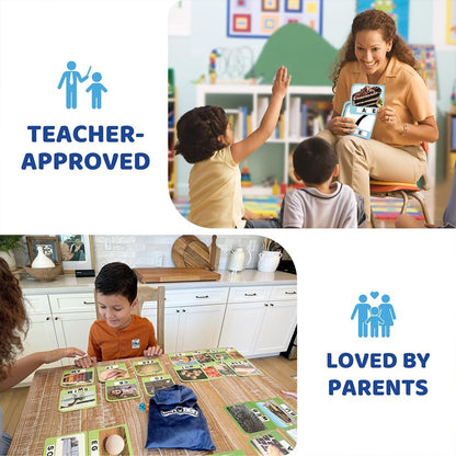 BenBen Spelling Games, 224 Flashcards, 208 Wood Letter Tiles, 1-4 Players, Learning Games for Kids 4-8, Educational Toys for Kindergarten 1st 2nd Grade, Preschool Classroom Must Haves