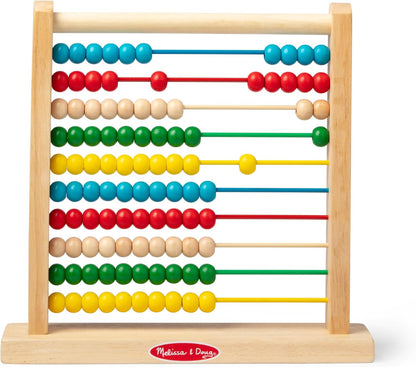 Melissa & Doug Abacus Classic Wooden Toy with 100 Beads - Preschool Learning Activities and Math Games for Kids, Homeschool Essentials for Ages 3+