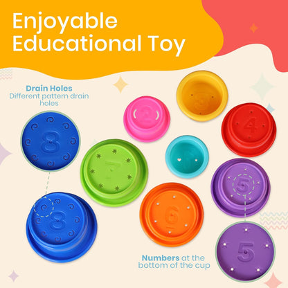 Educational Stacking Toys for Toddlers 1–3 | Numbers & Alphabet Stacking Cups Set | 10-Piece Baby Stacking Cups for Babies 6–12 Months & Toddlers 1–3 | Montessori Learning Toy, Rainbow (10Pcs)