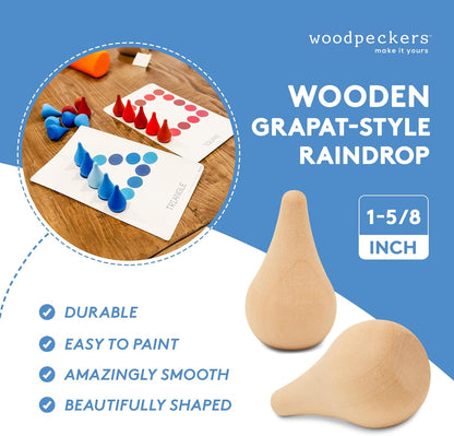 Grapat-Style Raindrop 1-5/8-inch, Pack of 10 Sensory Bin Filler for Open Ended Play, Education Supplies/Craft Supplies, by Woodpeckers