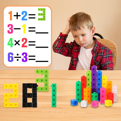 Jenaai 300 Pcs Counting Cubes, Plastic Connecting Blocks, Colorful Math Cubes, Math Manipulatives Classroom Learning Supplies, Preschool Learning Materials, Counting Toys (Simple Style)