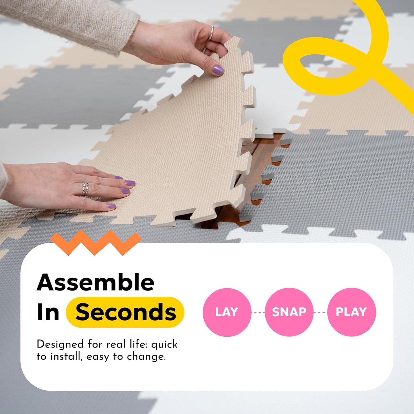 MioTetto Baby Play Mat, Soft Foam Floor Tiles for Kids. Adjustable Interlocking Foam Tiles, Fits with 50x50 Playpen Baby mat for Crawling & Development, Safe & Non-Toxic Playmat for Babies 6-12 Months