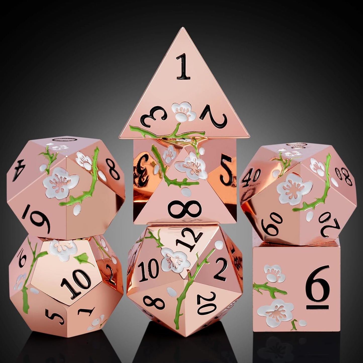 DnDnD Heavy Polyhedral Metal Dice Set with Metal Box, 7-die Shiny Blue Surface with Golden Number for RPG,Dungeons and Dragons,Pathfinder,Shadowrun,D&D,Role Palying Game and Math Teaching - Colors A