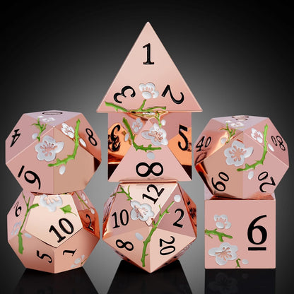 DnDnD Heavy Polyhedral Metal Dice Set with Metal Box, 7-die Shiny Blue Surface with Golden Number for RPG,Dungeons and Dragons,Pathfinder,Shadowrun,D&D,Role Palying Game and Math Teaching - Colors A