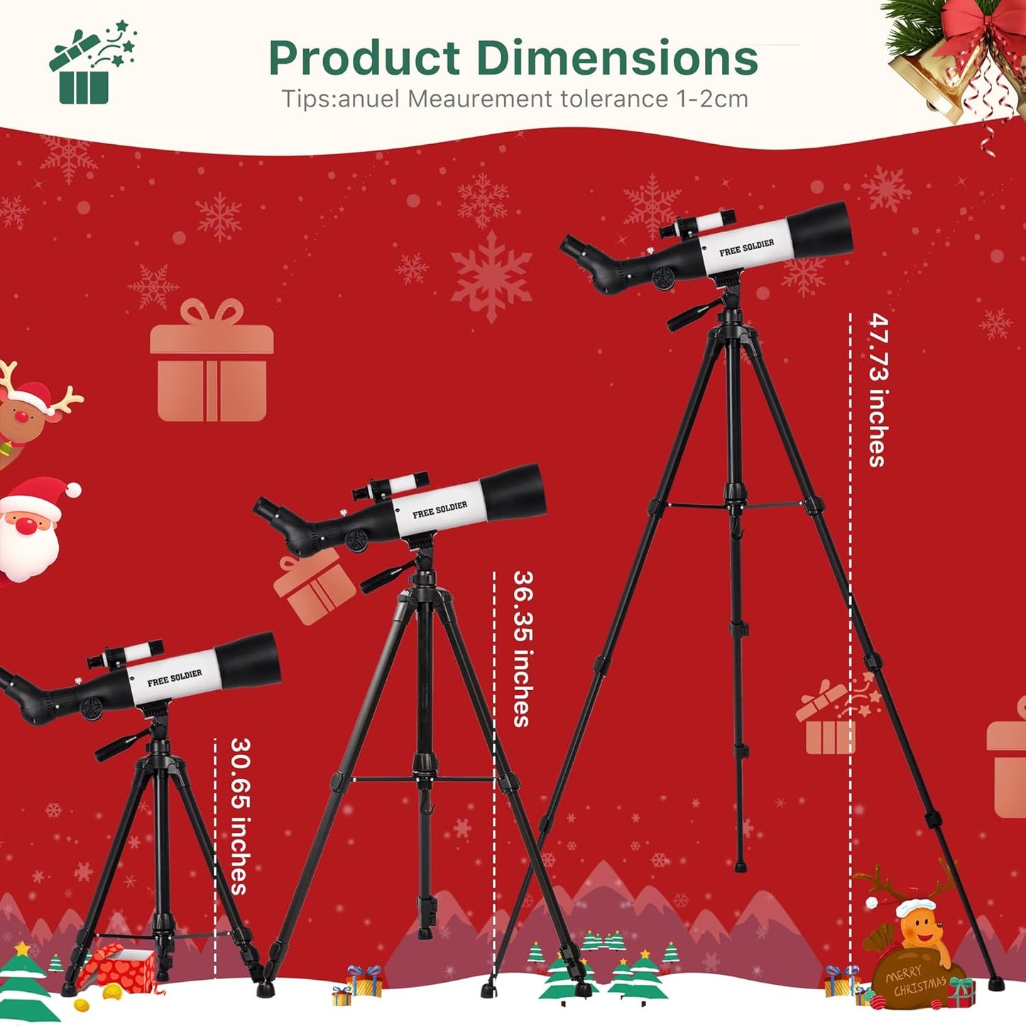 FREE SOLDIER Telescope for Kids 70mm Aperture Astronomical Refractor Telescopes for Beginners (15X-150X) 300mm Telescope for Adults High Powered with A Phone Adapter & A Wireless Remote (White)
