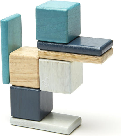 8 Piece Tegu Pocket Pouch Magnetic Wooden Block Set, Tints