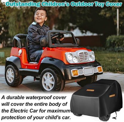 Kids Ride On Car Cover 2PCS,Large Power Wheels Cover Waterproof,Heavy Duty 420D Universal Toy Car Cover for Power Wheels Jeep & Toddler Electric Vehicles,All Season Protection,with 3 Reflective Strips