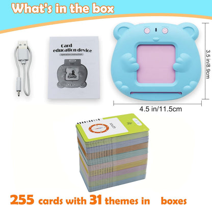 Spanish & English 510 Words Alphabet Bilingual Talking Flash Cards for 3-8 Years Toddlers, Pocket Speech Buddy Therapy Autism Toys, Educational Learning Interactive Toy for Boys Girls Kids Gifts Blue