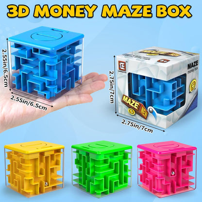 2 Pack Money Puzzle Gift Box, 3D Maze Puzzle Boxs Games Toy Gravity Memory Cube Ball Puzzle Educational Toys Gifts for Kids Boys Girls Students Teens Adults,Green and Blue
