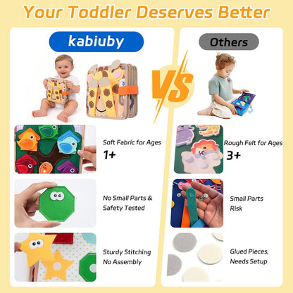 Giraffe Busy Book for Toddlers 1-3, Montessori Toys Toddler Busy Board for 1 Year Old, Felt Quiet Book Sensory Learning Activity Books, Airplane Car Travel Toys, Gifts for Boys Girls 1+