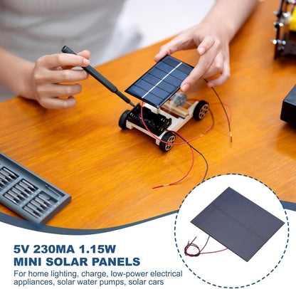 MECCANIXITY 2 Pcs 5.5V 0.44W 70mA Mini Solar Panels, Small Polycrystalline Solar Cell Panel with 2 Cable for DIY Electric Toy Materials Kits Charger, 60mm x 60mm