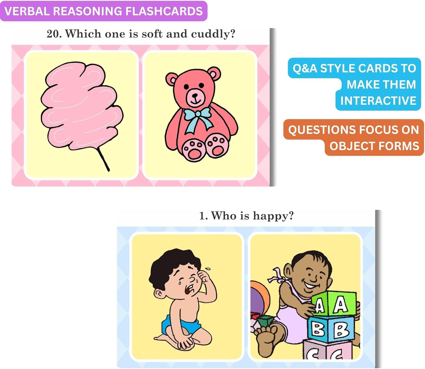 Verbal Reasoning Language Flash Cards for Kids | Q&A Learning Deck for ESL, Home Schooling & Special Needs | Parent and Professional Use