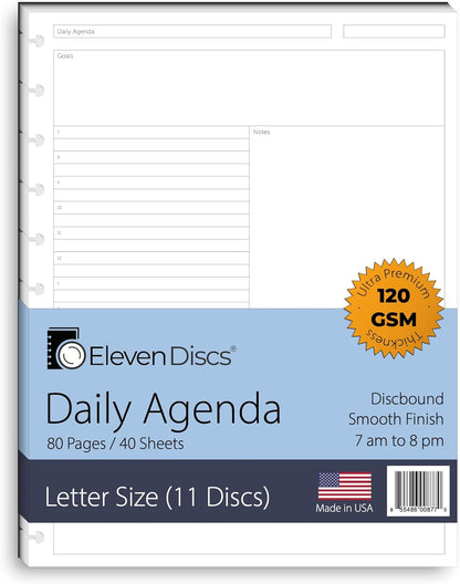 Eleven Discs Discbound Paper, Junior Size Mileage Log Sheets - Premium 120gsm Heavyweight Notebook & Planner Refills - 8 Discs, 5.5 x 8.5 in - Punched for Circa, Arc, TUL (50 Sheets)