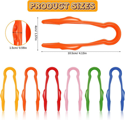 TOYANDONA 6pcs Plastic Tweezers for Kids - Sensory Bin Tools Toddler Tweezers Tongs for Kids Fine Motor Skills Montessori Tools Nature Exploration