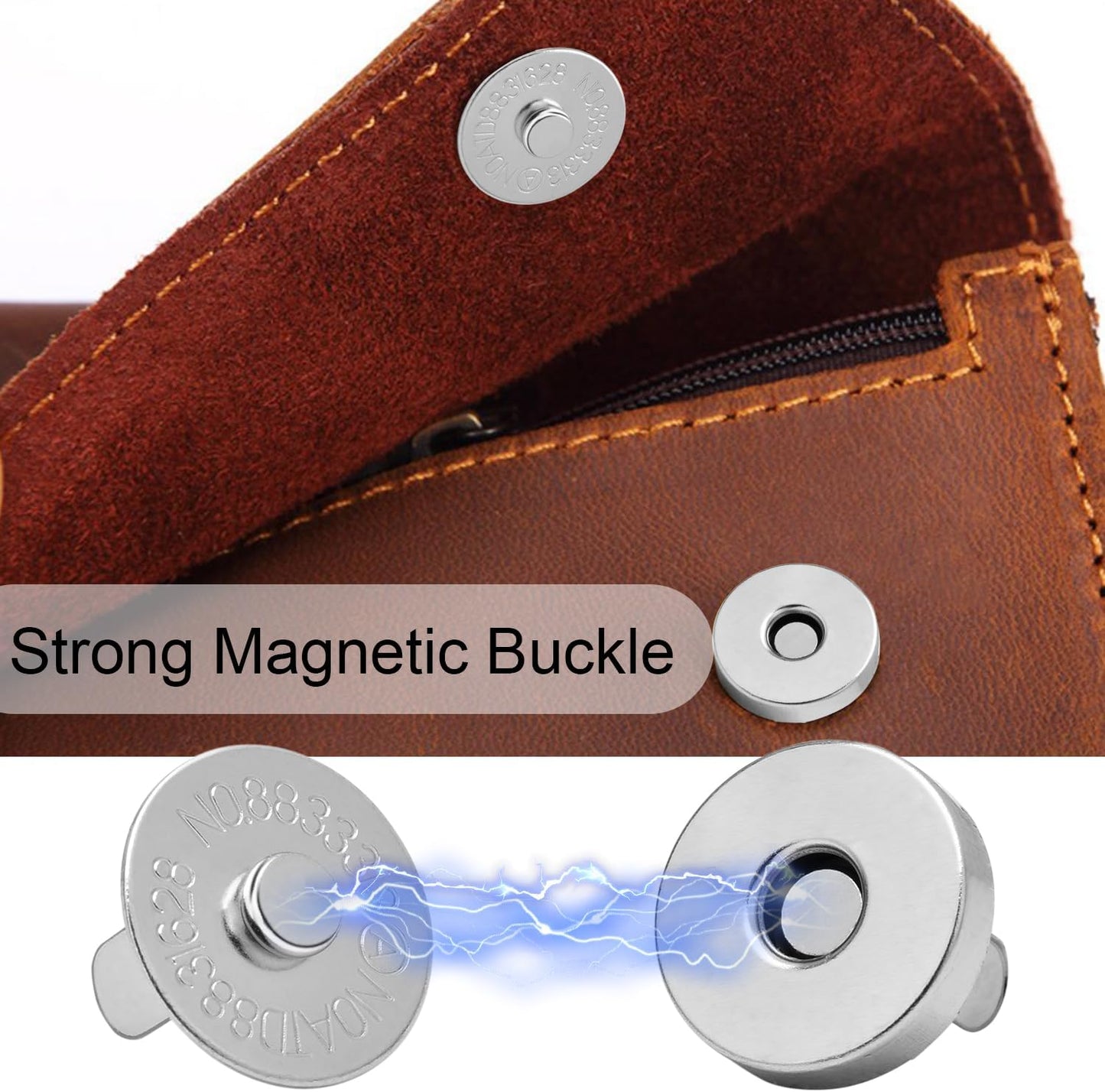 CooBigo 24Sets Magnetic Snaps for Purse Closures 18mm Magnetic Fastener Replacement Kit Magnetic Snaps for Purses and Totes Clothing Bag DIY Craft (Silver)