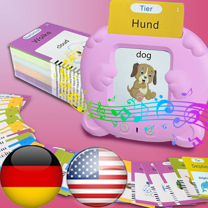 Bilingual English Flash Cards - Korean Talking Flash Cards, 510 Sight Words 31 Themes, Pocket Speech for Toddlers 3-12, Autism Sensory Toys, Preschool Learning Activity (Korean, Pink)