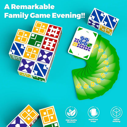 BBnote Family Matching Game for Kids & Adults, Block Puzzle Board Games for Boys & Girls Ages 6-8 8-12, 2+ Player Card Puzzles for Children 6+ Year Olds