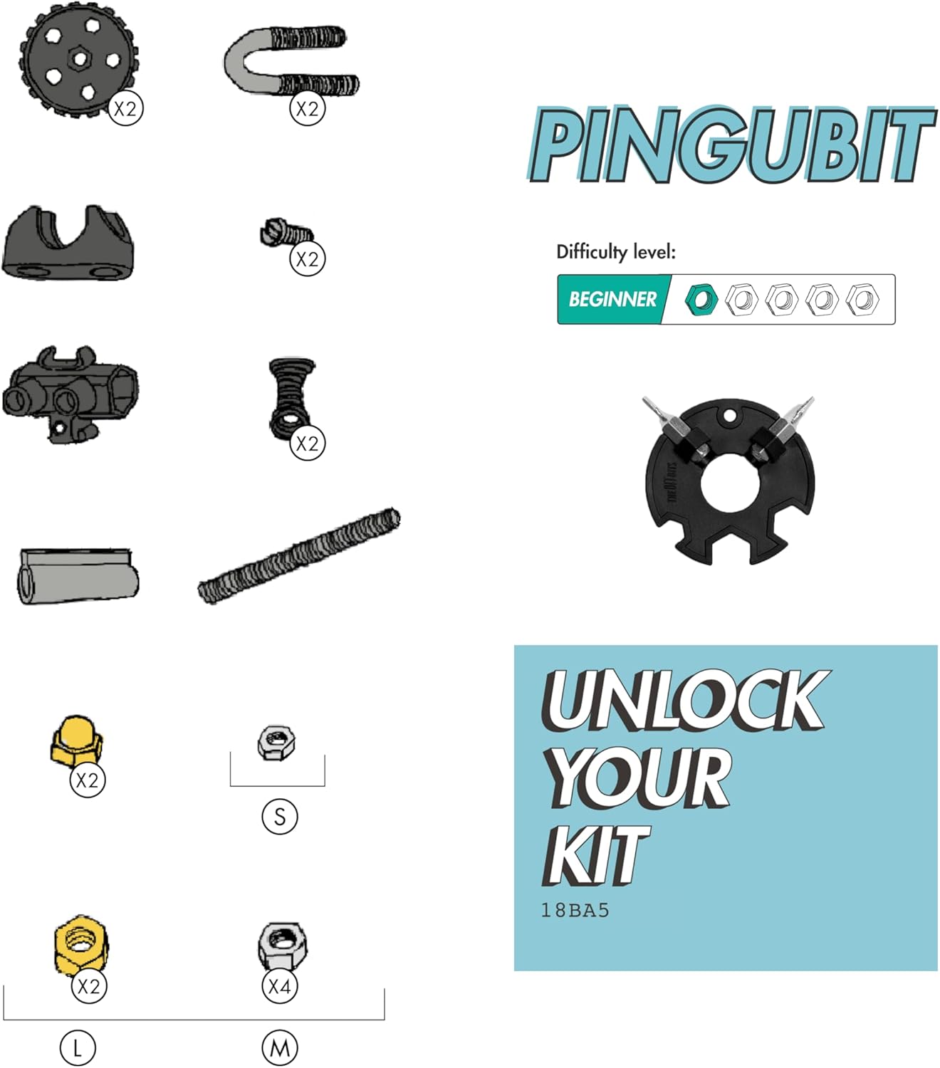 The OFFBITS Offbits Animal Kit - Pingubit, Penguin Model Size Kit with Super Tool + Online Community Unlocking Code, Black, Yellow, Grey, Small (Black Penguin)