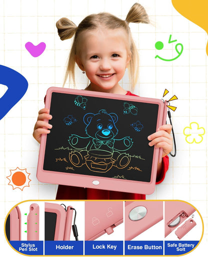 ORSEN LCD Writing Tablet 10 Inch, Colorful Doodle Board Drawing Pad for Kids, Toddler Toys for 3 4 5 6 7 8 Year Old Girls Boys Gifts (Pink)