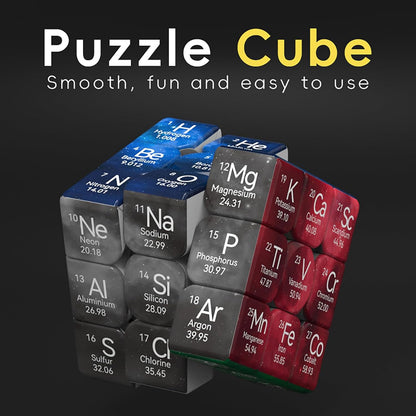 Periodic Table 3x3 Speed Cube, UV Printing Element Cube Magic Cube Educational Puzzles Toys for Kids,Beginners and Adults (Stickerless) Black