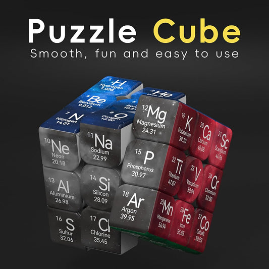 Periodic Table 3x3 Speed Cube, UV Printing Element Cube Magic Cube Educational Puzzles Toys for Kids,Beginners and Adults (Stickerless) Black