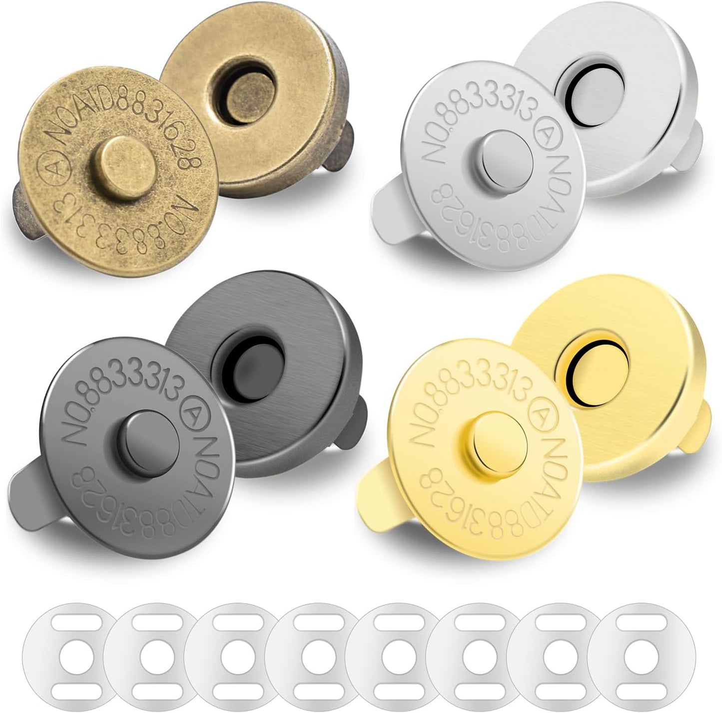 CooBigo 24Sets Magnetic Snaps for Purse Closures 18mm Magnetic Fastener Replacement Kit Magnetic Snaps for Purses and Totes Clothing Bag DIY Craft (Silver)
