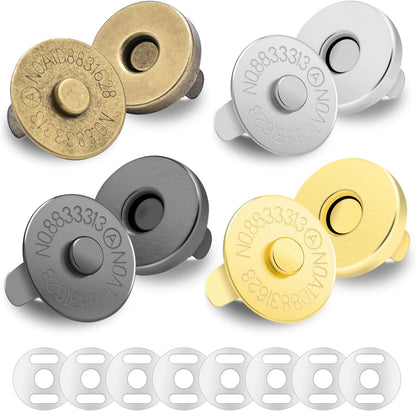 CooBigo 24Sets Magnetic Snaps for Purse Closures 18mm Magnetic Fastener Replacement Kit Magnetic Snaps for Purses and Totes Clothing Bag DIY Craft (Silver)