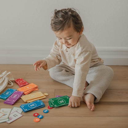 Good Ground Pretend Play Kids Felt Money Educational Montessori Toy Dollars Bills Coins Wallet Childrens Counting Set Toddlers STEM Gift Rainbow