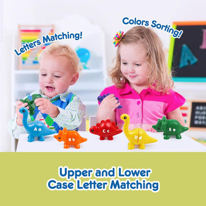 Montessori Matching Dinosaurs Toy, Color and Shapes Recognition, Snap and Pattern Match Game Preschool Learning Toys Homeschooling Class Activity Teaching Tool, Birthday Gift for Kids boys & Girls