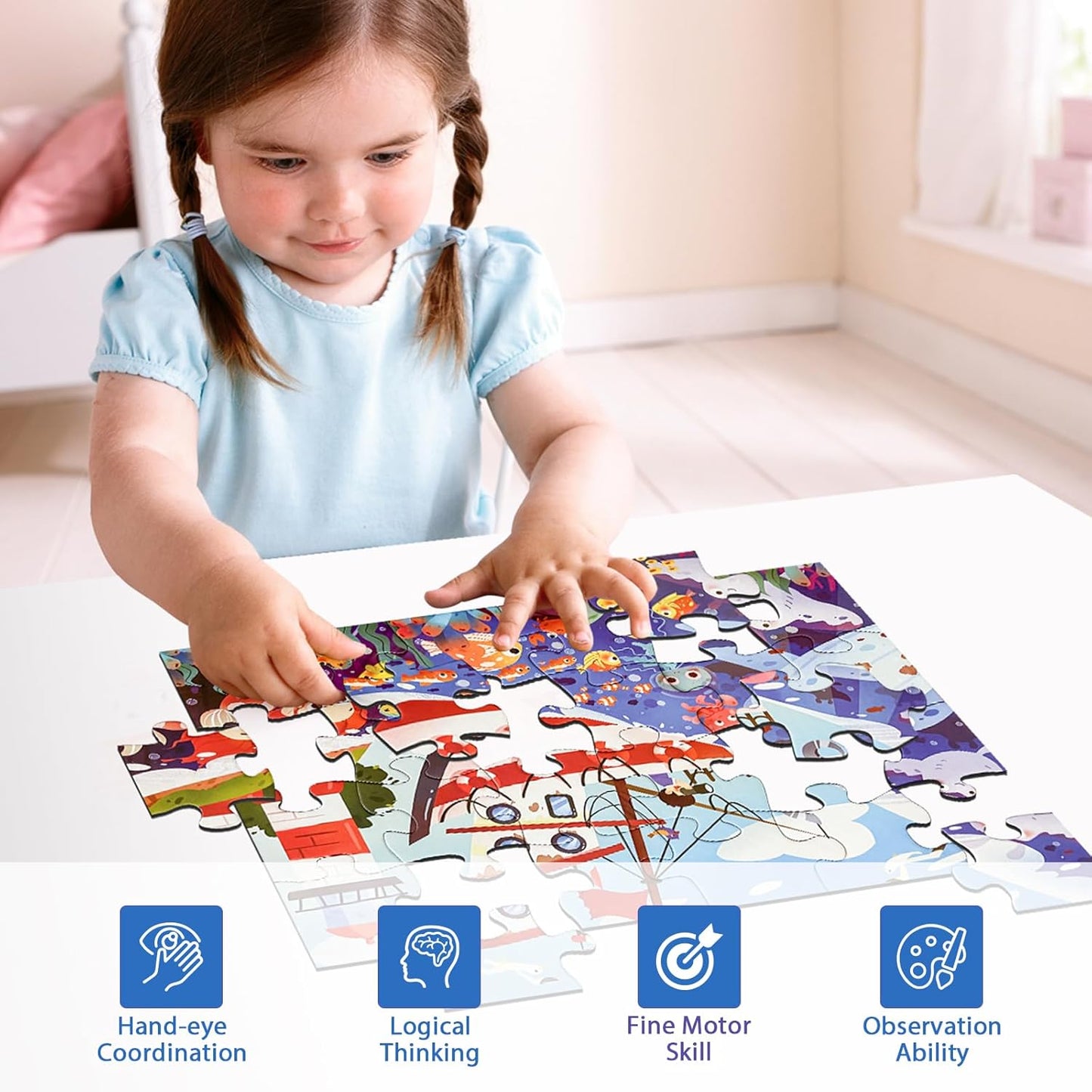 Jumbo Floor Puzzle for Kids, Large Jigsaw Puzzles 24 Piece for Kids Ages 3-5,Preschool Learning & Education Toys, Gifts for 4-8 Year Old Boys and Girls (Jungle Animals)