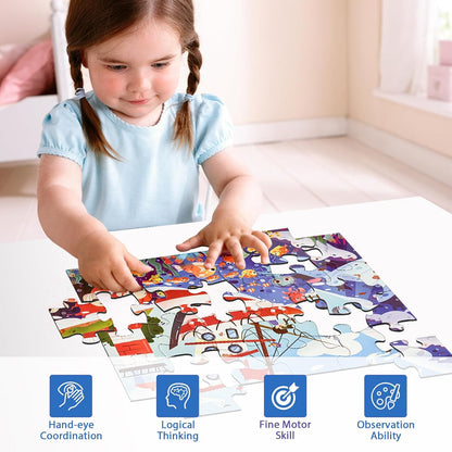 Jumbo Floor Puzzle for Kids, Large Jigsaw Puzzles 24 Piece for Kids Ages 3-5,Preschool Learning & Education Toys, Gifts for 4-8 Year Old Boys and Girls (Jungle Animals)
