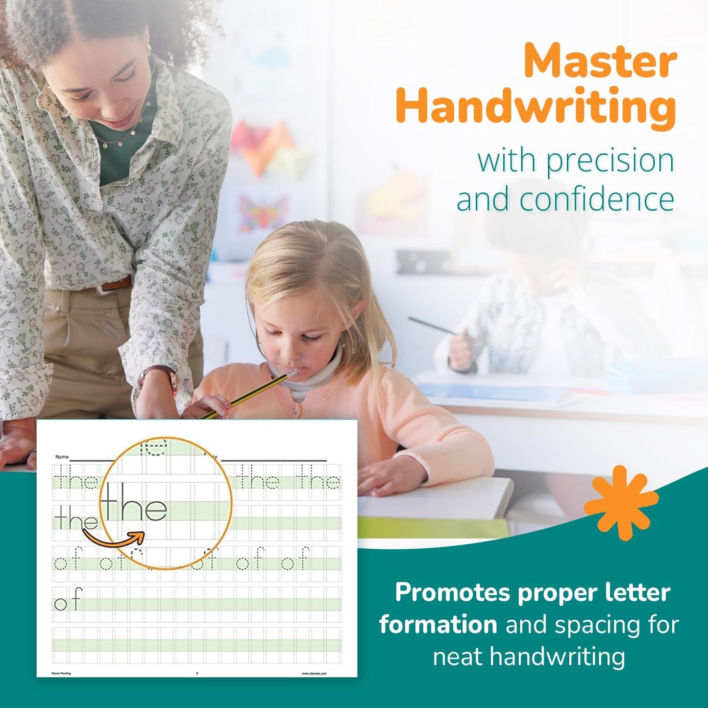 Channie’s Practice Handwriting & Printing Paper Workbook One Page A Day, 250 Pages Front & Back, 125 Sheets, Grades PreK – 1st, Size 8.5” x 11” Summer School, Summer Bridge