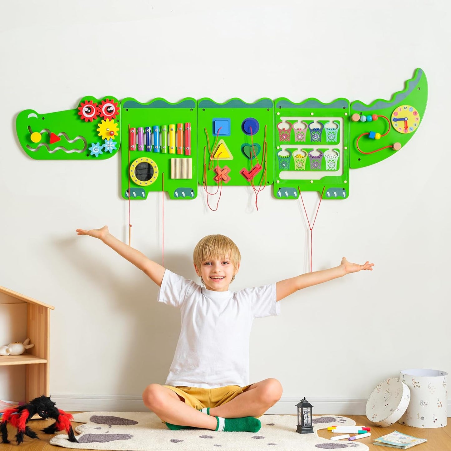 Unicorn Sensory Wall Panel for Kids - Activity Wall Busy Board Panels, Montessori Toddler Wall Activity Board, Wall Toys for Toddlers 3, Activity Cube, Perfect for Toddler Playroom, Pink