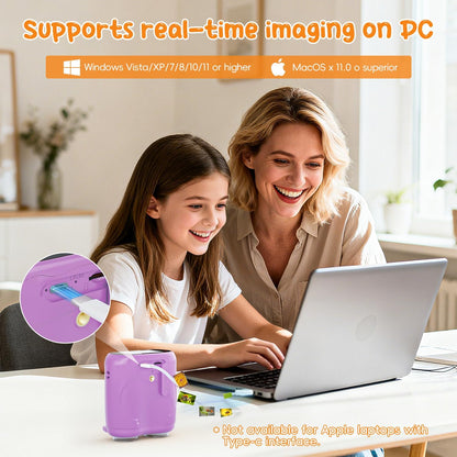 2-in-1 Kids Microscope Telescope, Temodu 2.0" 1000X Digital Microscope for Kids, HD Portable Education Telescope for Kids Birthday Festival Gift, Science Fun Toys for Children Age 4-12 (Purple)