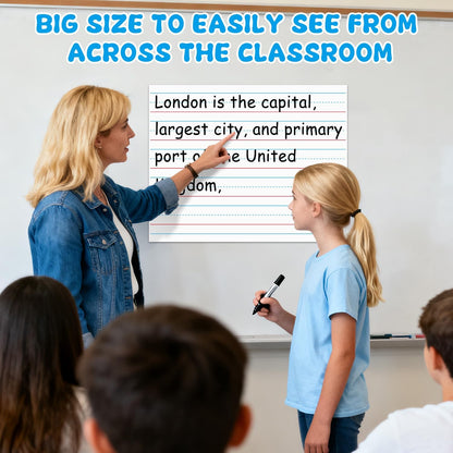 Magnetic Handwriting Paper – Large Magnetic Lined Paper for Whiteboard, 22" x 17" Primary Dry Erase Notebook Poster, Giant Early Writing Page for Classroom, Perfect Teacher Resource for Kids Learning