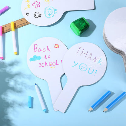 Zhehao 24 Pieces Dry Erase Answer Paddles Auction Paddles Bulk DIY Double Sided Mini Handheld Dry Erase Answer White Board Signs Auction for Students Teachers Classroom Voting Games Party