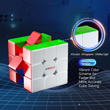 INTEGEAR Full Size 56mm Magic Speed Cube Pastel Colors with Stand Stickerless 3x3 Easy Turning and Smooth Play Durable Puzzle Cube Toy for Kids and Adults