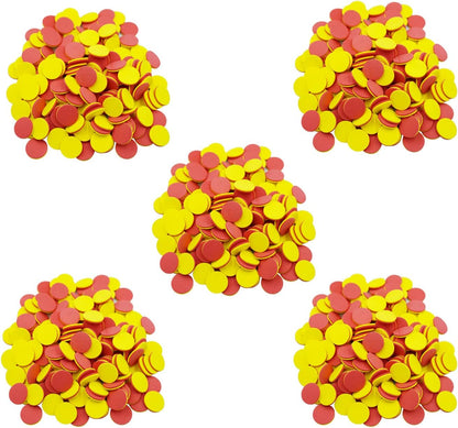 DNB 2-Color Foam Counters - 1 Inch Red-Yellow Double-Sided Math Counters, Early Learning Counting Chips, 600 Pieces